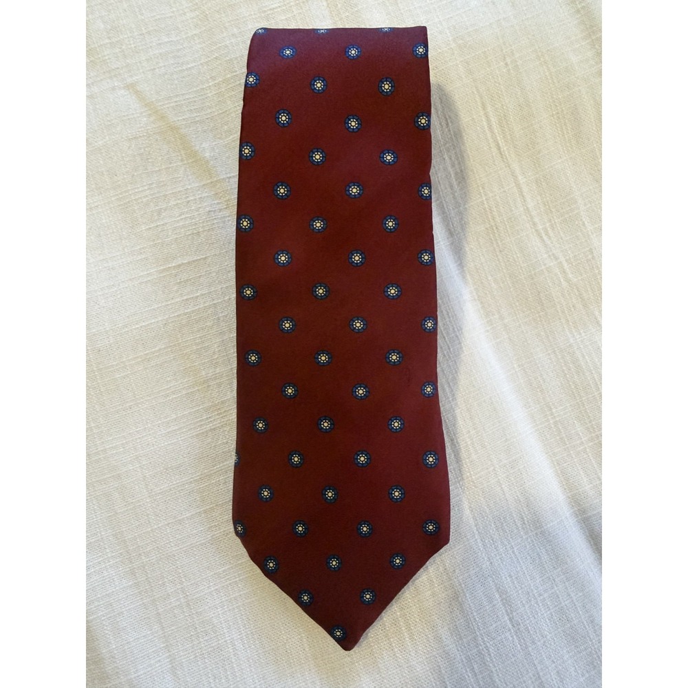Hardy Amies Tie 100% Silk Red - Geometric ~ Saville Row, London